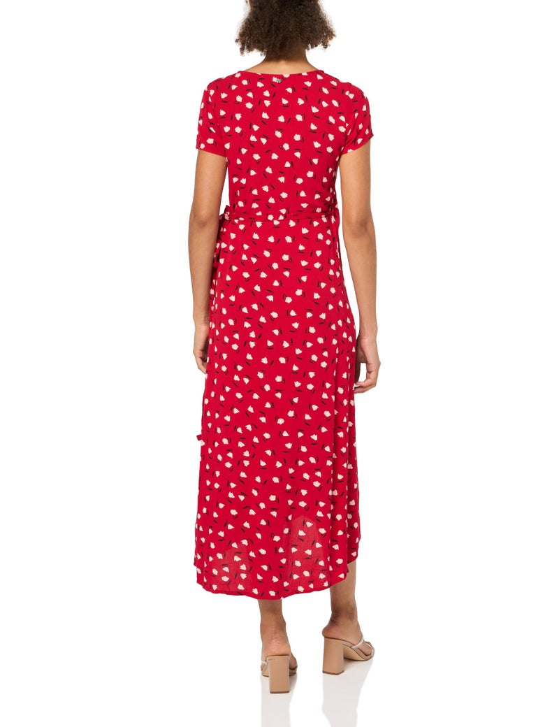 Billabong womens Wrap Front Midi Length Casual Dress, Havana Red, Small US - Image 2